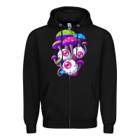 Black psychedelic mushroom hippie magic fungus shrooms trance rave t shirt Zipper Hoodie - linhVisuals