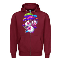 Burgundy psychedelic mushroom hippie magic fungus shrooms trance rave t shirt Zipper Hoodie - linhVisuals