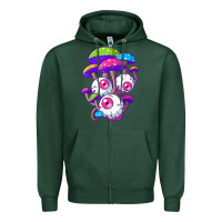 Sports Green psychedelic mushroom hippie magic fungus shrooms trance rave t shirt Zipper Hoodie - linhVisuals
