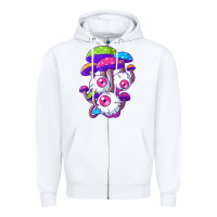 White psychedelic mushroom hippie magic fungus shrooms trance rave t shirt Zipper Hoodie - linhVisuals