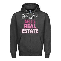 Charcoal Heather this girl sells real estate realtor real estate agent broker t shirt Zipper Hoodie - linhVisuals