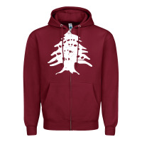 Burgundy retro lebanon cedar lebanese Zipper Hoodie - linhVisuals