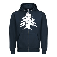 Navy retro lebanon cedar lebanese Zipper Hoodie - linhVisuals