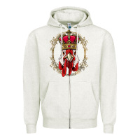 Oatmeal Heather chicken chick king chicken wearing crown queen chicken animal 228 roos Zipper Hoodie - linhVisuals