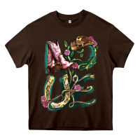Chocolate Brown Love boots horseshoe Heavy Core Tee - HowdyJamesFarm