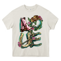 Cream Love boots horseshoe Heavy Core Tee - HowdyJamesFarm
