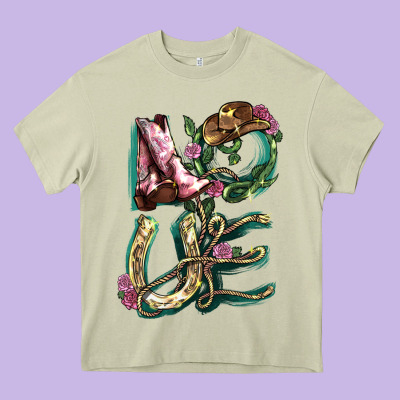Love Boots Horseshoe Heavy Core Tee Designed By Howdyjamesfarm
