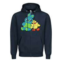 Navy bunny and ducky Zipper Hoodie - linhVisuals