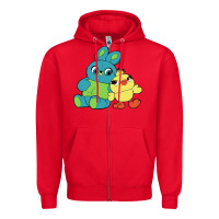Red bunny and ducky Zipper Hoodie - linhVisuals