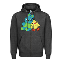 Charcoal Heather bunny and ducky Zipper Hoodie - linhVisuals