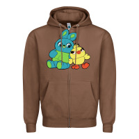 Chestnut bunny and ducky Zipper Hoodie - linhVisuals
