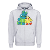 Heather Grey bunny and ducky Zipper Hoodie - linhVisuals