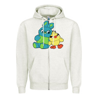 Oatmeal Heather bunny and ducky Zipper Hoodie - linhVisuals