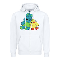 White bunny and ducky Zipper Hoodie - linhVisuals