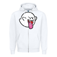 White boo Zipper Hoodie - linhVisuals