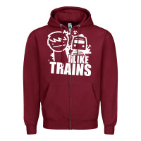 Burgundy i like trains Zipper Hoodie - linhVisuals