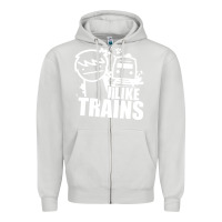 Dove Grey i like trains Zipper Hoodie - linhVisuals