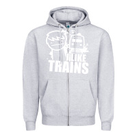 Heather Grey i like trains Zipper Hoodie - linhVisuals