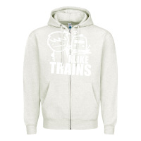 Oatmeal Heather i like trains Zipper Hoodie - linhVisuals