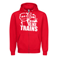 Red i like trains Zipper Hoodie - linhVisuals