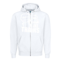 White i like trains Zipper Hoodie - linhVisuals