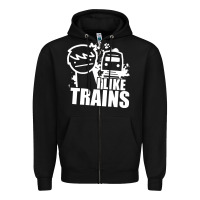 Black i like trains Zipper Hoodie - linhVisuals