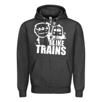 Charcoal Heather i like trains Zipper Hoodie - linhVisuals