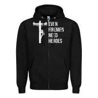 Black even firemen need heroes lineworker powerline technician premium Zipper Hoodie - linhVisuals
