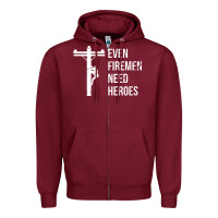 Burgundy even firemen need heroes lineworker powerline technician premium Zipper Hoodie - linhVisuals