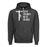 Charcoal Heather even firemen need heroes lineworker powerline technician premium Zipper Hoodie - linhVisuals