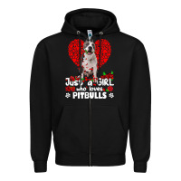 Black pitbull lover dog roses funny just a girl who loves pitbull 213 pitbul Zipper Hoodie - linhVisuals