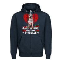 Pitbull Lover Dog Roses Funny Just A Girl Who Loves Pitbull 213 Pitbul Zipper Hoodie | Teevron