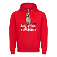 Red pitbull lover dog roses funny just a girl who loves pitbull 213 pitbul Zipper Hoodie - linhVisuals