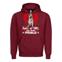 Burgundy pitbull lover dog roses funny just a girl who loves pitbull 213 pitbul Zipper Hoodie - linhVisuals