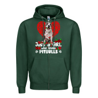 Sports Green pitbull lover dog roses funny just a girl who loves pitbull 213 pitbul Zipper Hoodie - linhVisuals