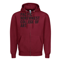 Burgundy Pacific Northwest College of Art Zipper Hoodie - linhVisuals