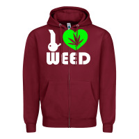 Burgundy i love weed fun Zipper Hoodie - linhVisuals