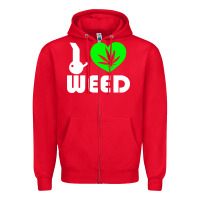 Red i love weed fun Zipper Hoodie - linhVisuals