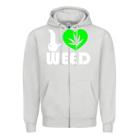 Dove Grey i love weed fun Zipper Hoodie - linhVisuals