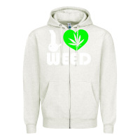 Oatmeal Heather i love weed fun Zipper Hoodie - linhVisuals