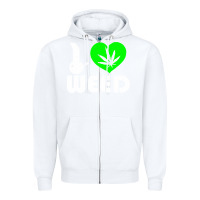 White i love weed fun Zipper Hoodie - linhVisuals