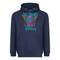 Navy THE THUNDER ROLLS AND THE LIGHTNIN’ STRİKES Heavyweight Hoodie - JahusDesignShop