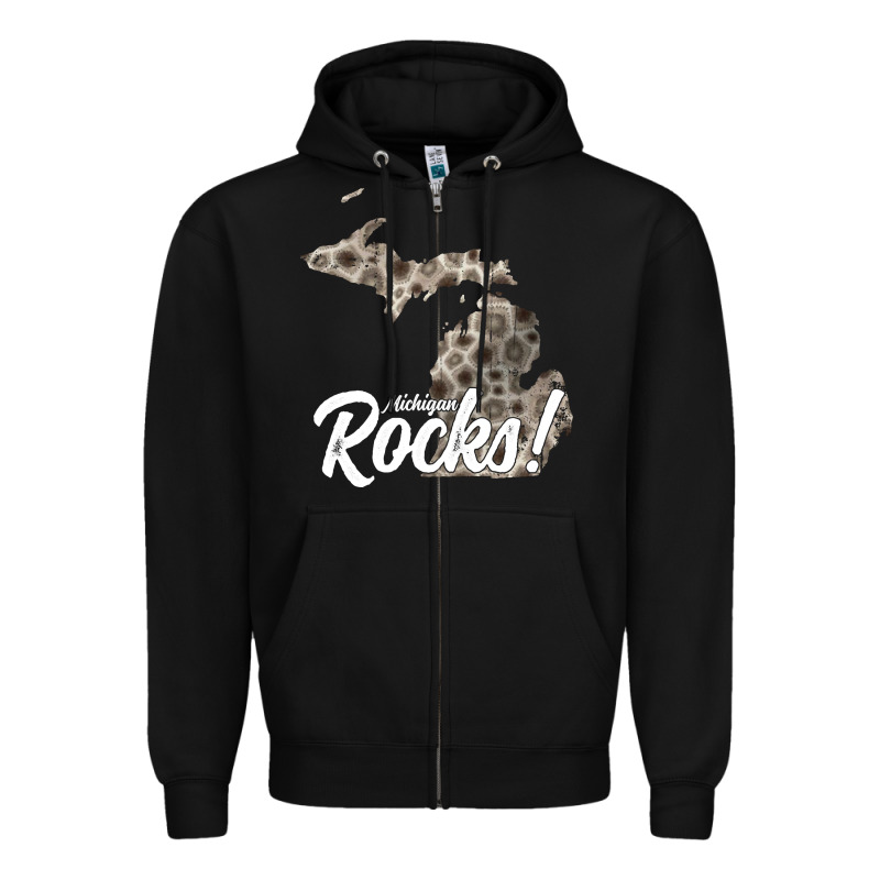 Great Lakes Shaped Men Women Petoskey Stone Michigan Rocks Pullover Ho Zipper Hoodie by linhVisuals | Teevron