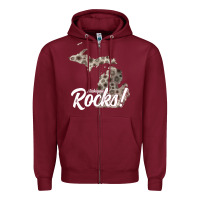 Burgundy great lakes shaped men women petoskey stone michigan rocks pullover ho Zipper Hoodie - linhVisuals