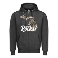 Charcoal Heather great lakes shaped men women petoskey stone michigan rocks pullover ho Zipper Hoodie - linhVisuals