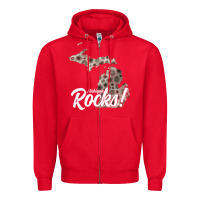 Red great lakes shaped men women petoskey stone michigan rocks pullover ho Zipper Hoodie - linhVisuals