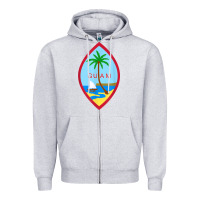 Heather Grey guam coat of arms souvenir gift flag chamorro t shirt Zipper Hoodie - linhVisuals