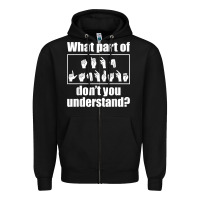 Black funny sign language gift men women hand symbol interpreter t shirt Zipper Hoodie - linhVisuals