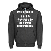 Charcoal Heather funny sign language gift men women hand symbol interpreter t shirt Zipper Hoodie - linhVisuals
