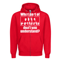 Red funny sign language gift men women hand symbol interpreter t shirt Zipper Hoodie - linhVisuals